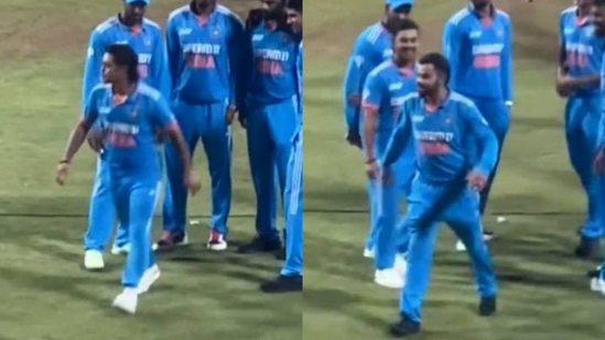 Ishan Kishan mimics Virat Kohli's walk